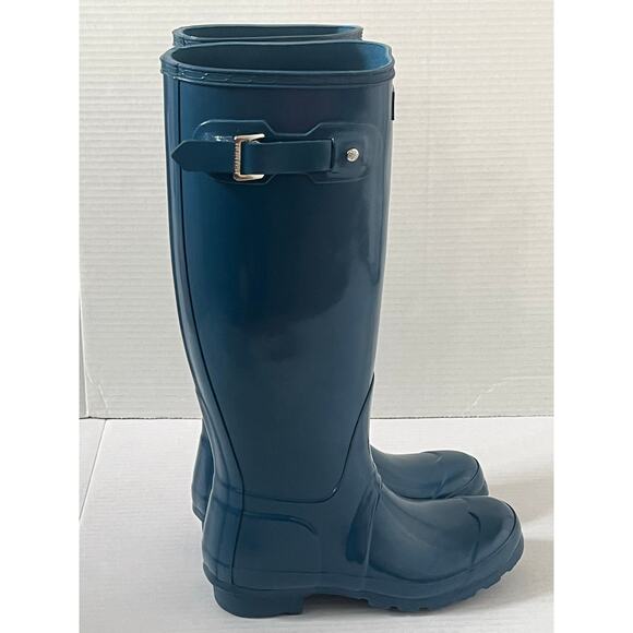NWT Hunter Dusty Petrol Blue Classic Tall Rainboots Boots Size 5 - Picture 7 of 13